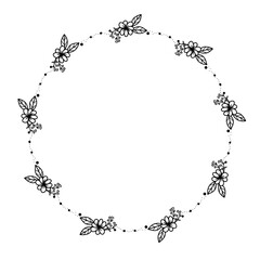 Flower frame border in minimal doodle style 