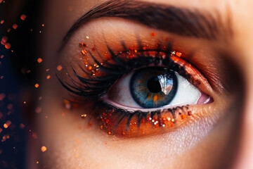 festive beautiful eye makeup with sparkles generative ai