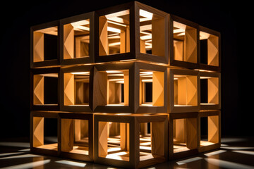 wooden cube soft light generative ai