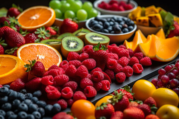Naklejka na ściany i meble fruit and berries buffet generative ai