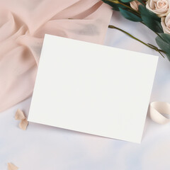 Mockup wedding card, invitation, delicate flowers 