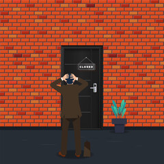 Businessman with closed door design vector illustration