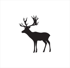 A deer with big horn silhouette vector art.