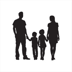 A family silhouette vector art.