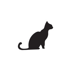 A sitting cat silhouette vector art.