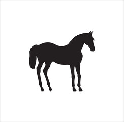A standing horse silhoeutte vector art.