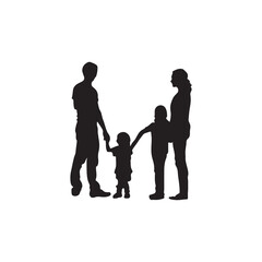 Family members four of a family silhouette vector art.