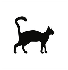 A standing cat silhouette vector art.