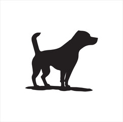 One standing dog silhouette vector art.