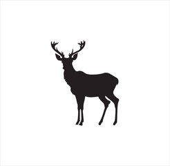 A standing deer silhouette vector art