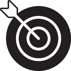 Arrow in target icon. Strategy symbol success. Vector illustration.