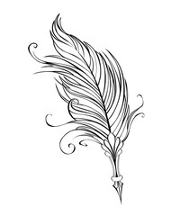 Contour feather pen