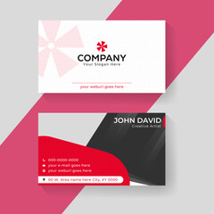 Business Card Design template for you. Red color modern and creative business card - vector template
