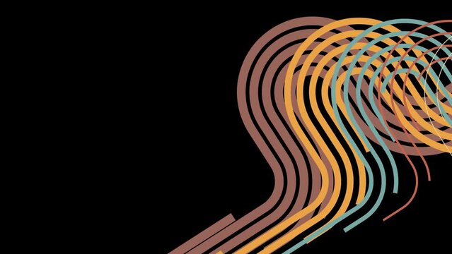  art retro drawing lines animated corner screen black backgorund 70s years vintage motion graphic modern style