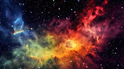 Fototapeta na wymiar Space nebula with cosmic gas clouds and birth of a star