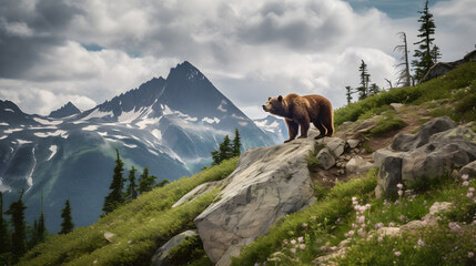 grizzly bear created with generative AI - obrazy, fototapety, plakaty