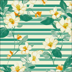 Fototapeta na wymiar Seamless pattern with many abstract spring flowers. Flower painting for summer. Botanical background. illustration.