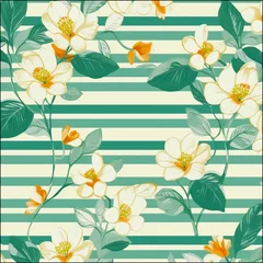 Keuken spatwand met foto Seamless pattern with many abstract spring flowers. Flower painting for summer. Botanical background. illustration. © Viktor
