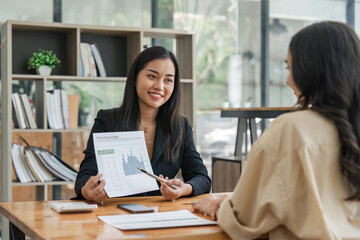 Business people are meeting for analysis data figures to plan business strategies. Business discussing concept