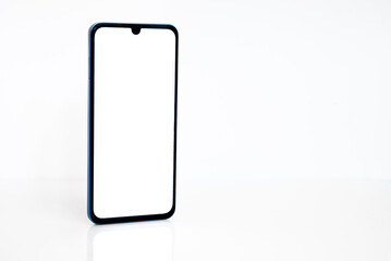 Black mobile smartphone mockup with blank screen isolated on white background with clipping path, Can use mock-up for your application or website design project.