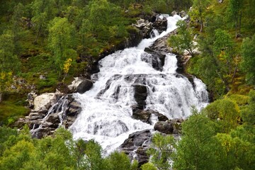 Rocky Waterfall on Aurlandsfjellet (The Snow Road) Norway.