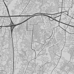 Obraz premium Map of Bekasi city. Urban black and white poster. Road map with metropolitan city vertical area view.