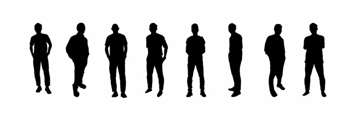 Silhouettes of many man