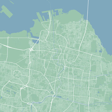 Vector map of Surabaya, Indonesia. Urban city road map art poster illustration.