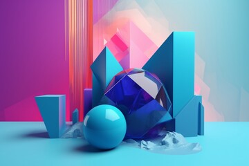 A colorful abstract design with a mix of cool and calming tones and hues inspired by minimalism, Generative AI