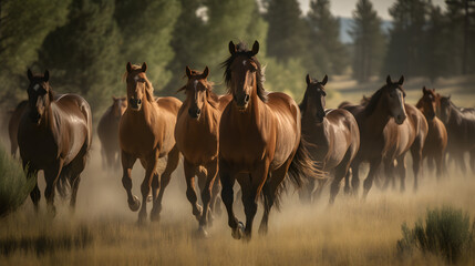 wild horses created with generative AI