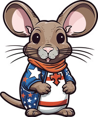 Cartoon Juneteenth Rat Isolated On A White Background