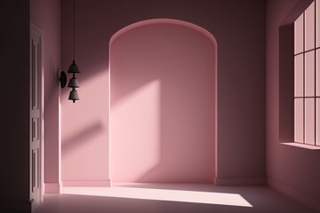 Pink minimal interior empty backdrop mockup, Generative AI