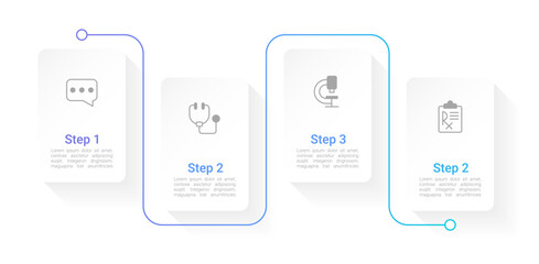 Doctor consultation infographic chart design template. Editable infochart with icons. Instructional graphics with 4 step sequence. Visual data presentation. Arial Regular, Bold fonts used
