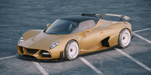 Fototapeta na wymiar 3D rendering of a generic concept car 