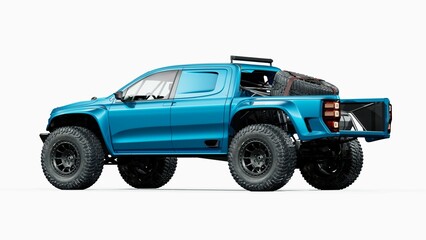 Fototapeta na wymiar 3D rendering of a brand-less generic pickup truck 