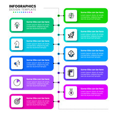 Infographic template. Line with 10 steps and icons