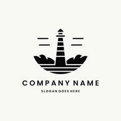 Light house Logo vector design template black logo and white background