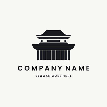 Pagoda Logo vector design template black logo and white background