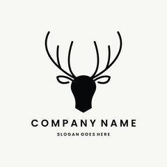 Head deer Logo vector design template black logo and white background