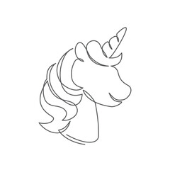 Unicorn One line drawing on white background