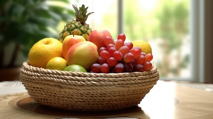 Fototapeta na wymiar fresh fruit in basket. Generative AI