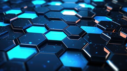 3D Abstract High Tech Background hexagon - generative AI