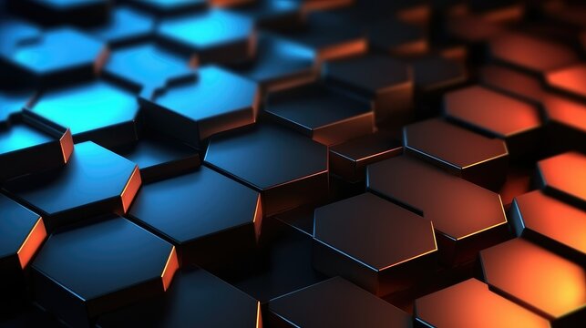 3D Abstract High Tech Background hexagon - generative AI