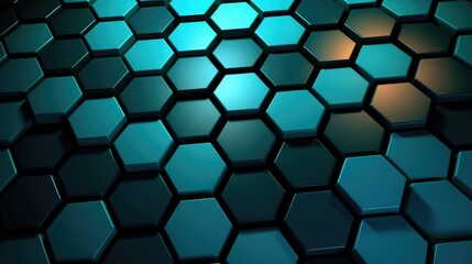 3D Abstract High Tech Background with blue hexagon