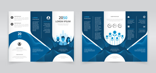 Modern and professional trifold brochure template with business people artwork, trifold flyer layout, pamphlet, leaflet