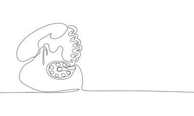 Continuous one line drawing old phone. Telephone vector hand drawn silhouette clipart. Sketch isolated on white background