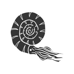 Ammonites Icon Silhouette Illustration. Sea Animals Vector Graphic Pictogram Symbol Clip Art. Doodle Sketch Black Sign.