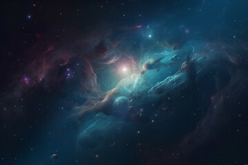 Fototapeta na wymiar Cosmic background with bright shining stars, galaxies and deep universe