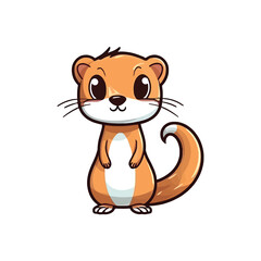 Fototapeta premium Cheerful Weasel: Lively 2D Illustration Brimming with Cuteness and Quick Movements