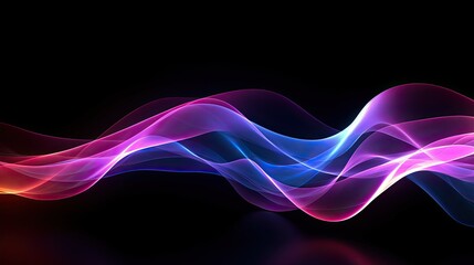 Futuristic Technology in Motion: Flow of Dynamic Neon Colors on Black Abstract Background: Generative AI